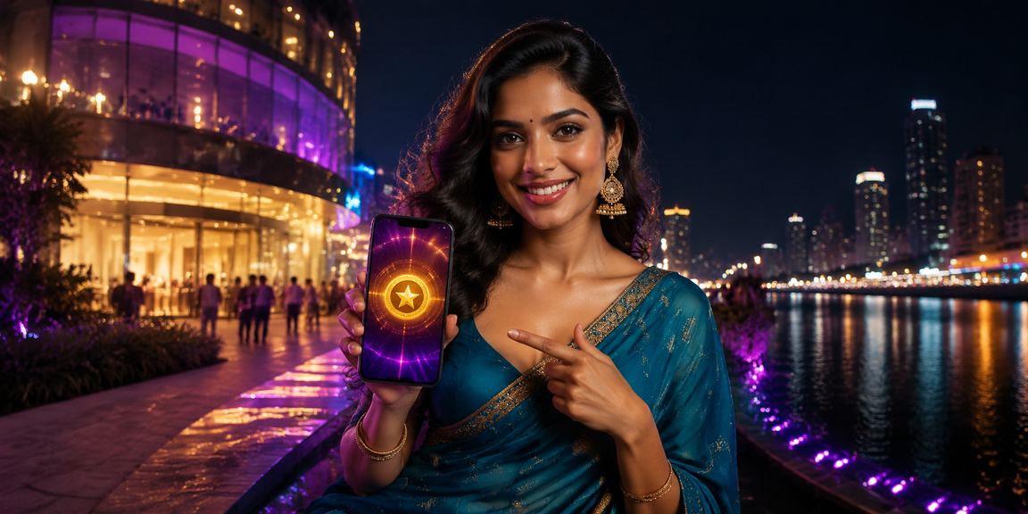 Indian woman making payment with mobile apps during festive season