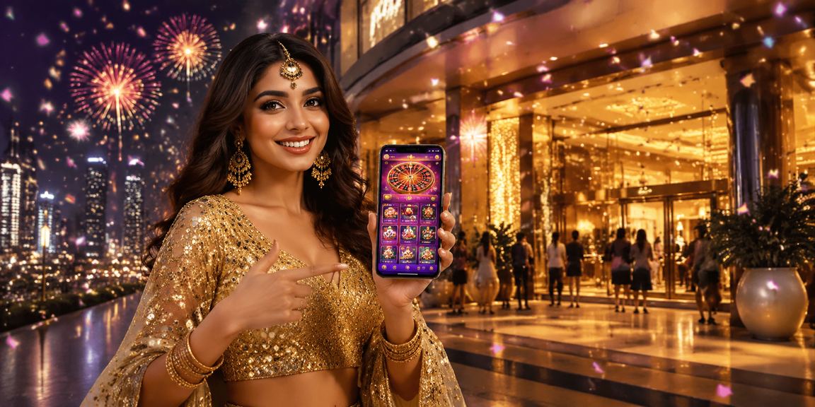 Indian cricket fan celebrating with VIP bonus during festival season